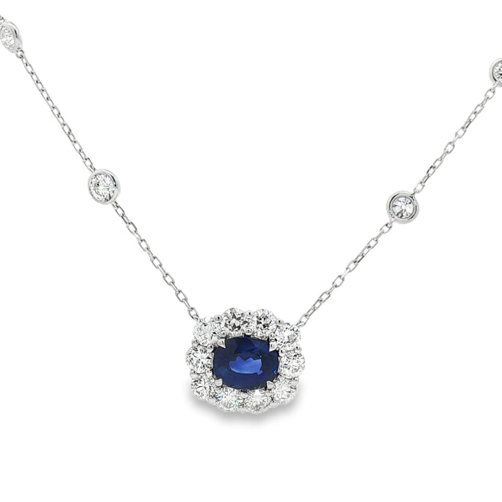 18kt White Gold Diamond And Sapphire Pendant