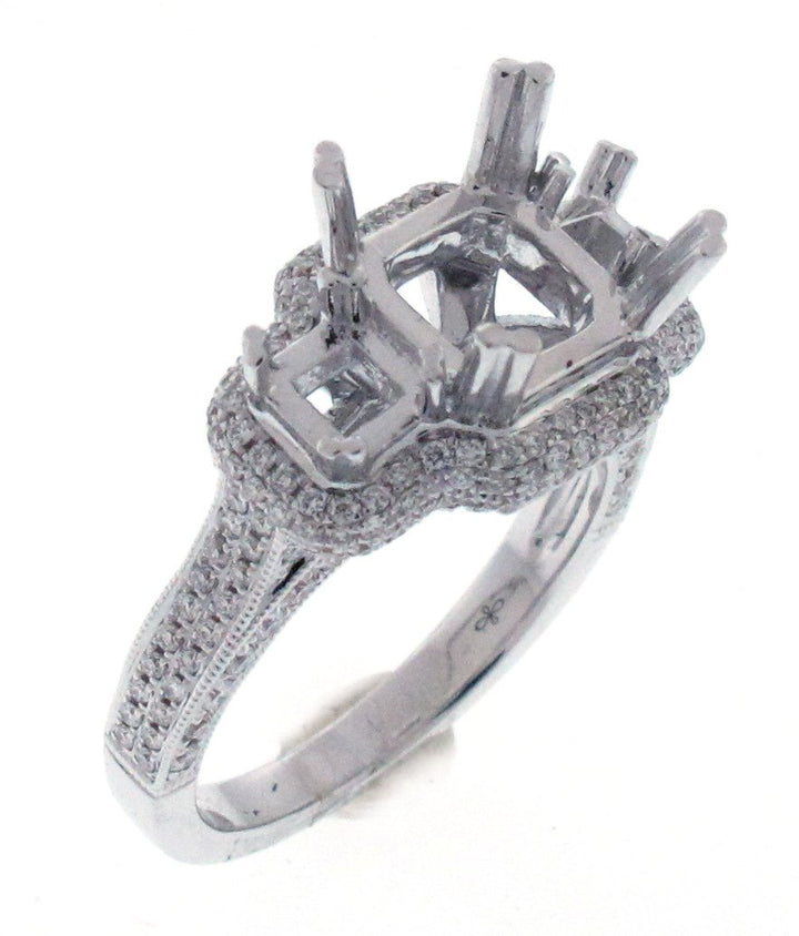 18kt White Gold Diamond Halo Semi Mount