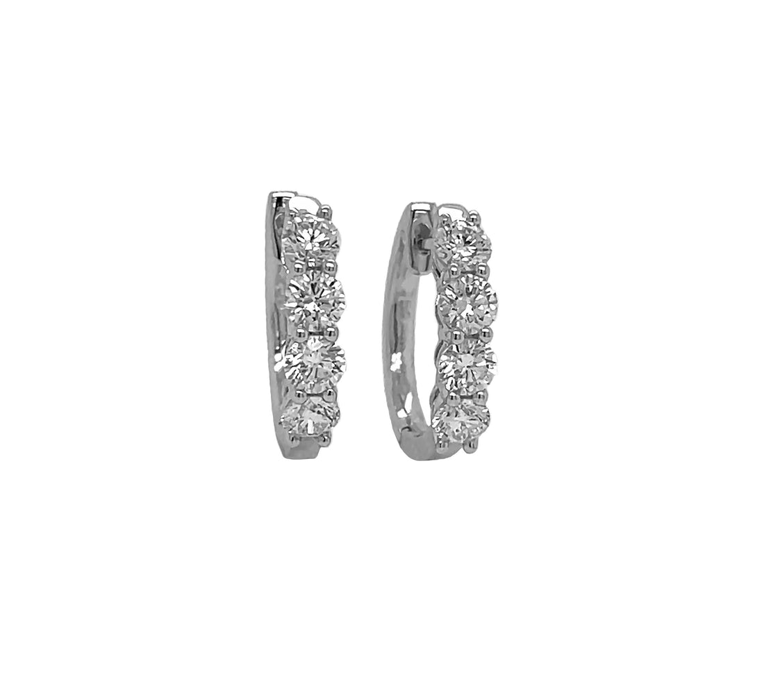 18kt White Gold Diamond Huggie Earrings