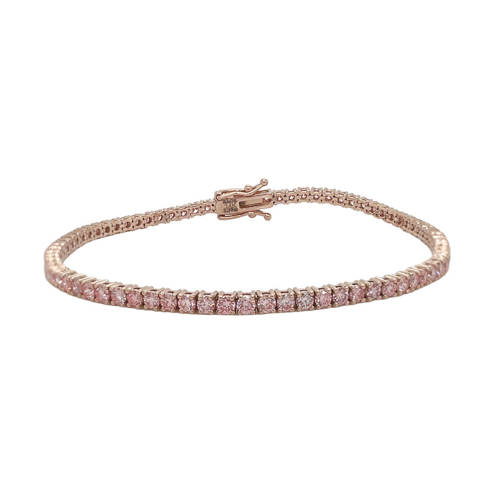 14kt Rose Gold Lab Pink Diamond Tennis Bracelet