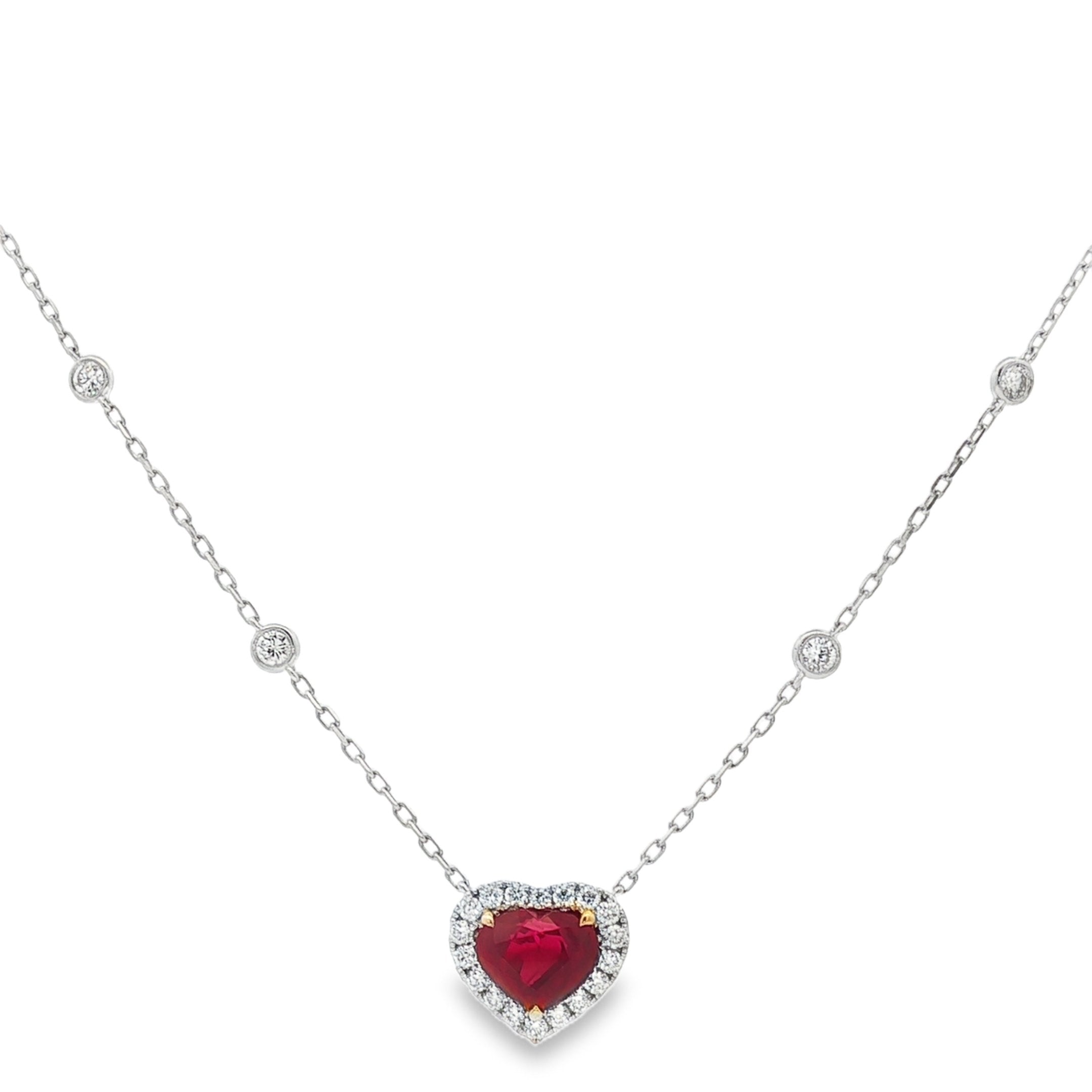 18kt White Gold Diamond And GIA Certified Ruby Pendant