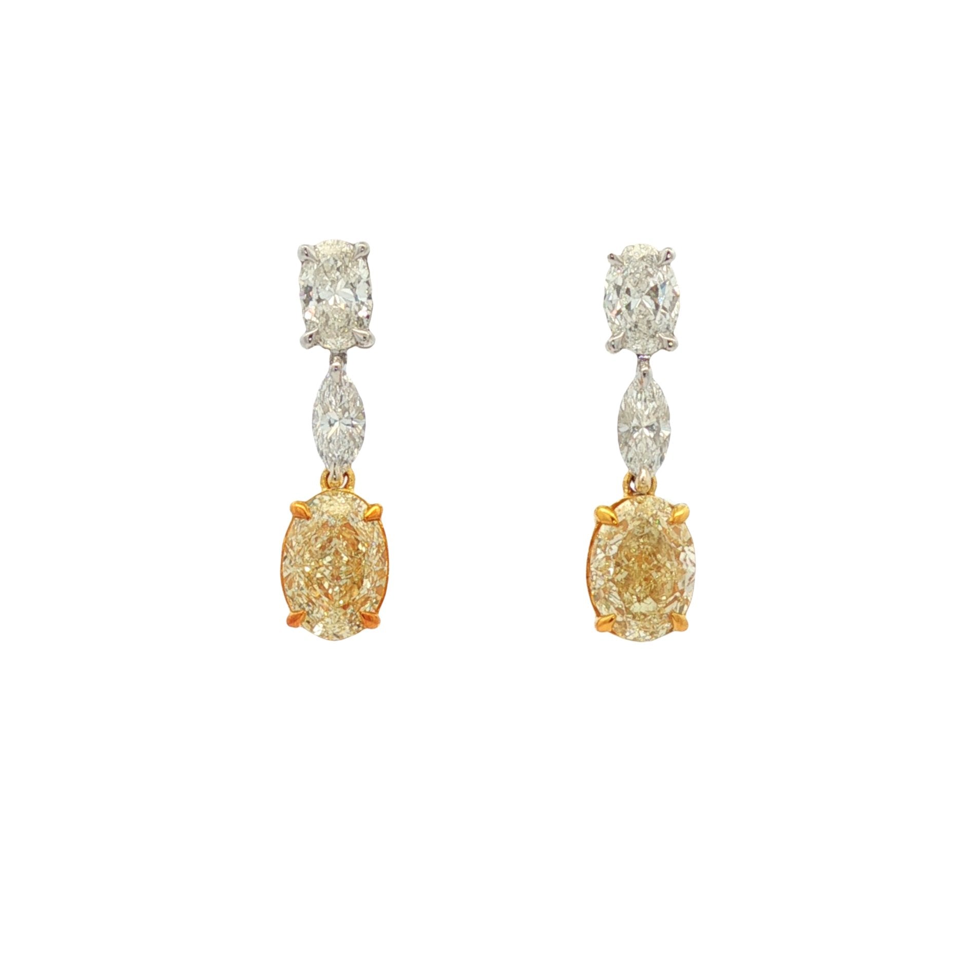 18kt White And Yellow Gold GIA Certified Diamond Earrings