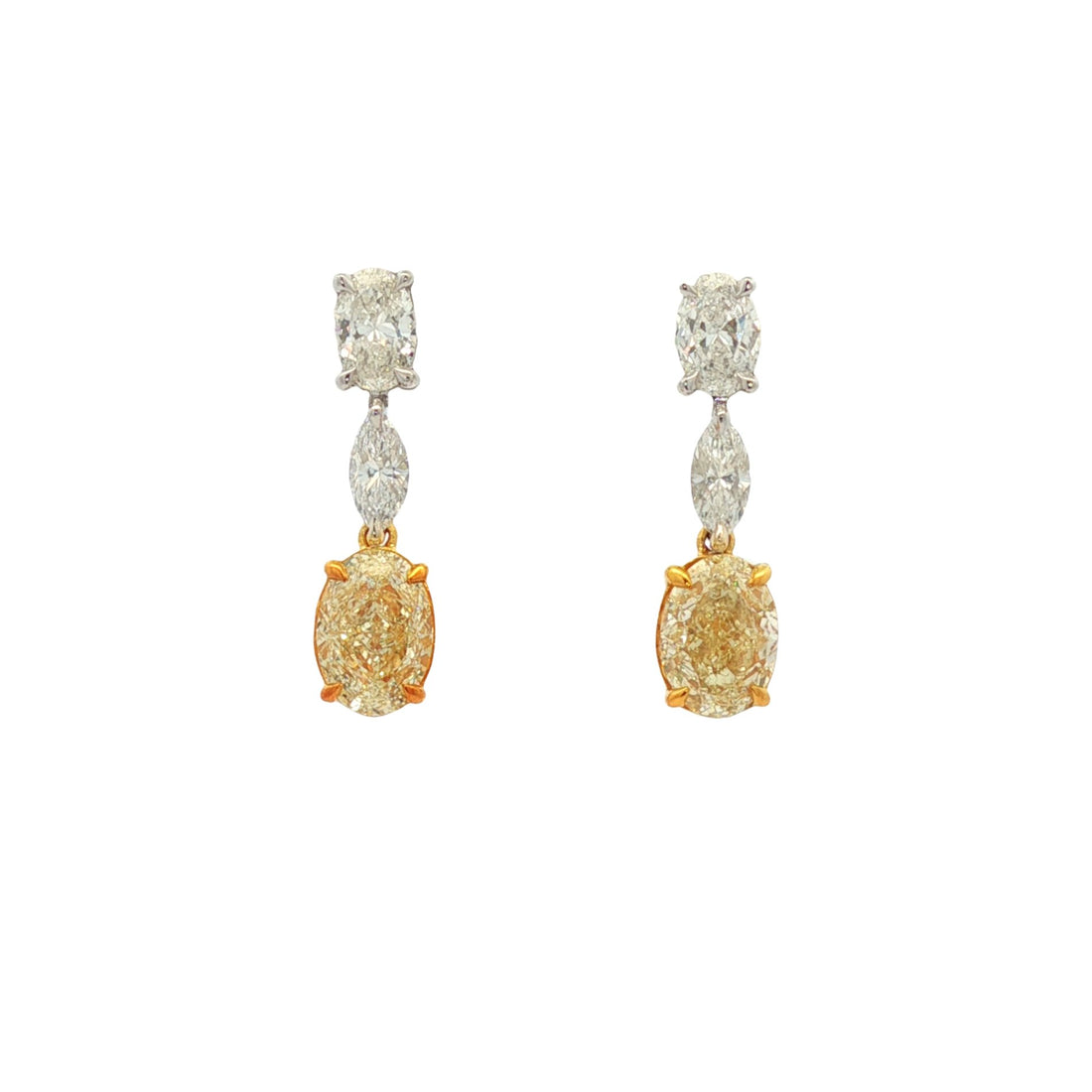 18kt White And Yellow Gold GIA Certified Diamond Earrings
