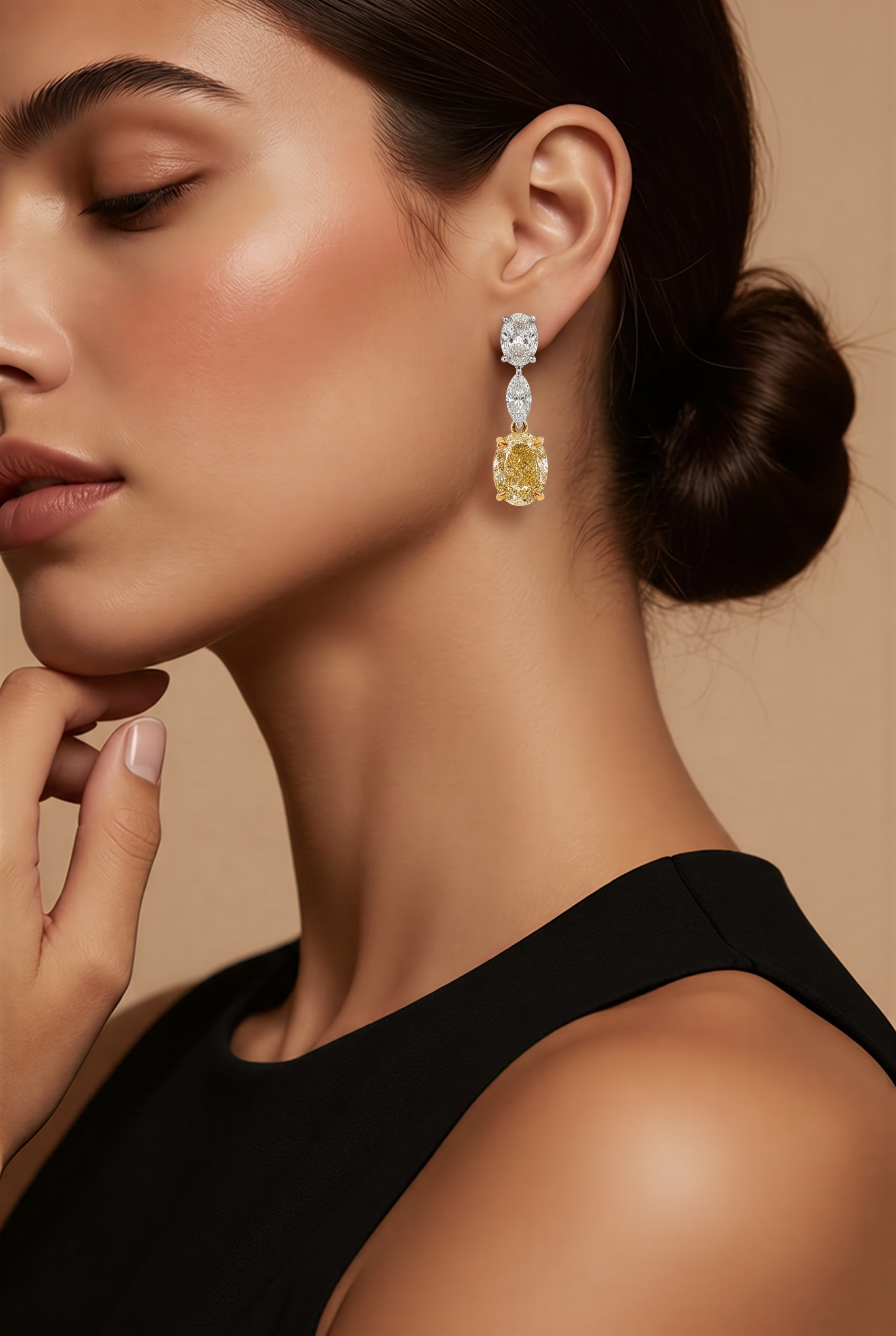 18kt White And Yellow Gold GIA Certified Diamond Earrings
