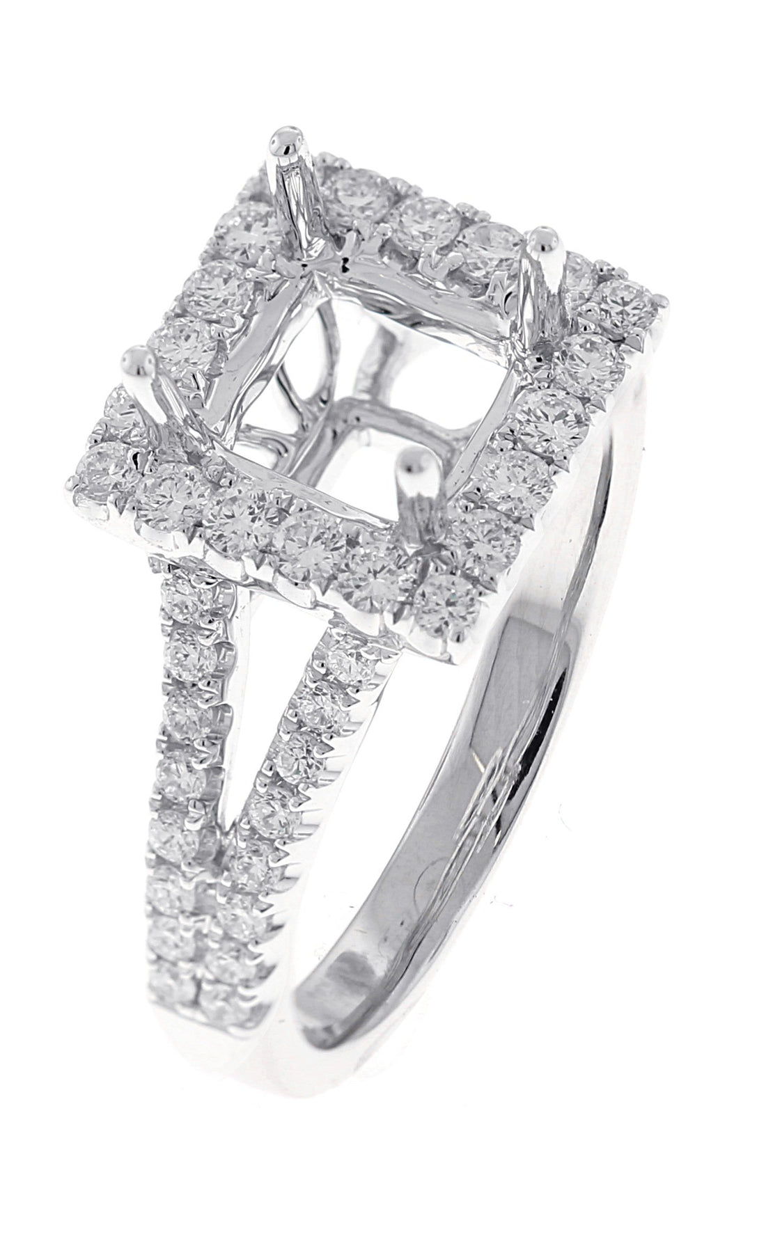 18kt White Gold Diamond Halo Semi Mount