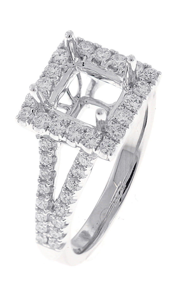 18kt White Gold Diamond Halo Semi Mount