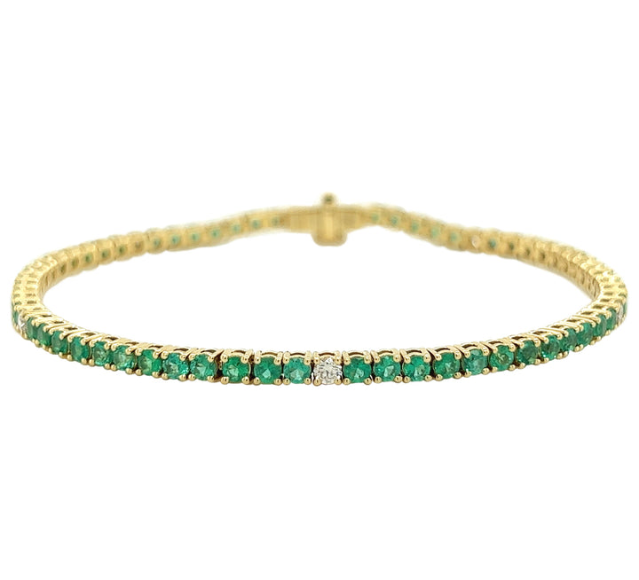 18kt Yellow Gold Diamond And Emerald Bracelet