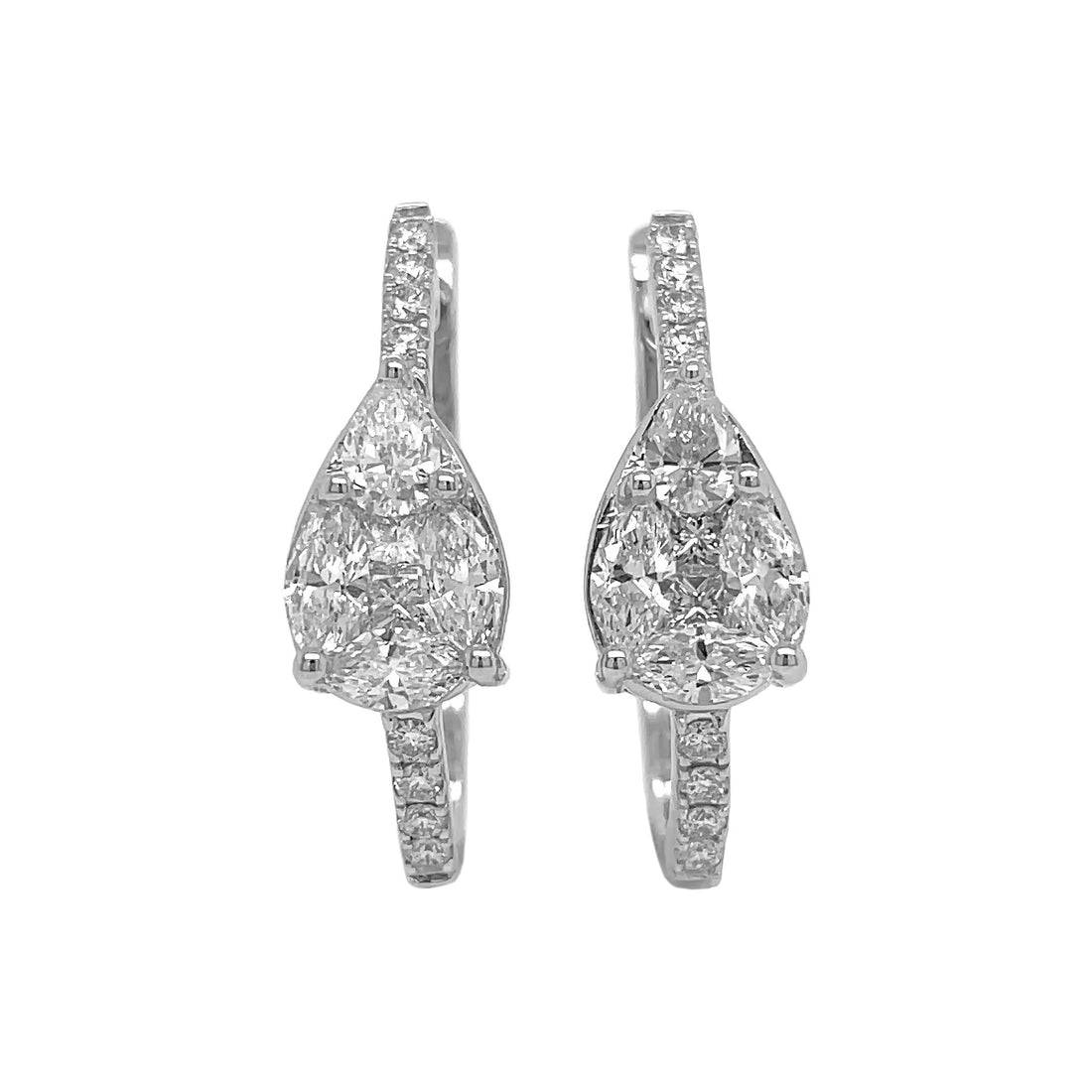 18kt White Gold Diamond Hoops
