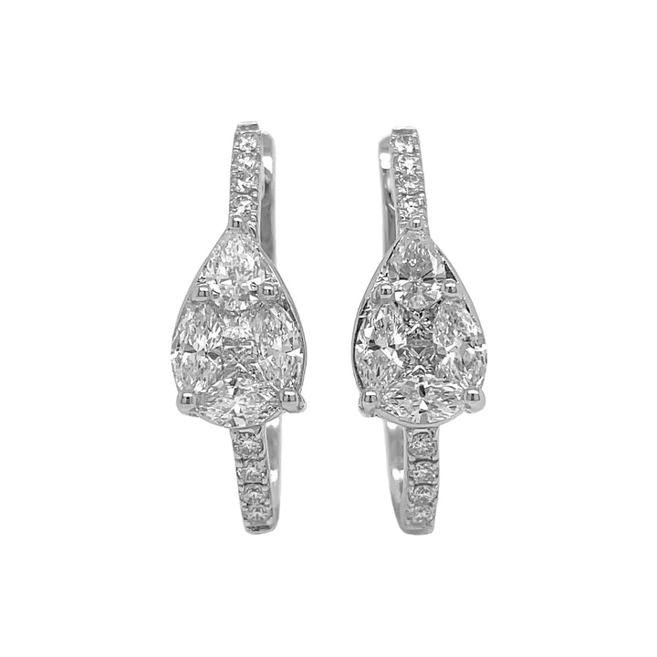 18kt White Gold Diamond Hoops