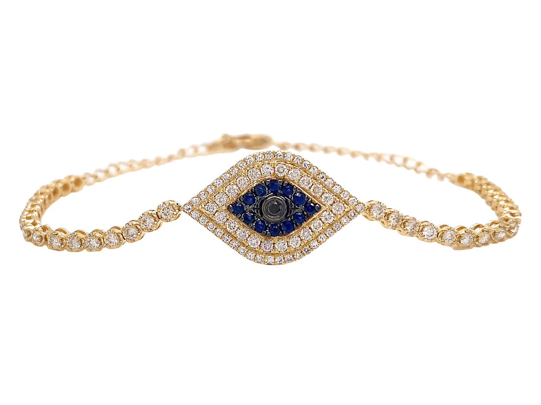 14kt Yellow Gold Diamond and Sapphire Bracelet