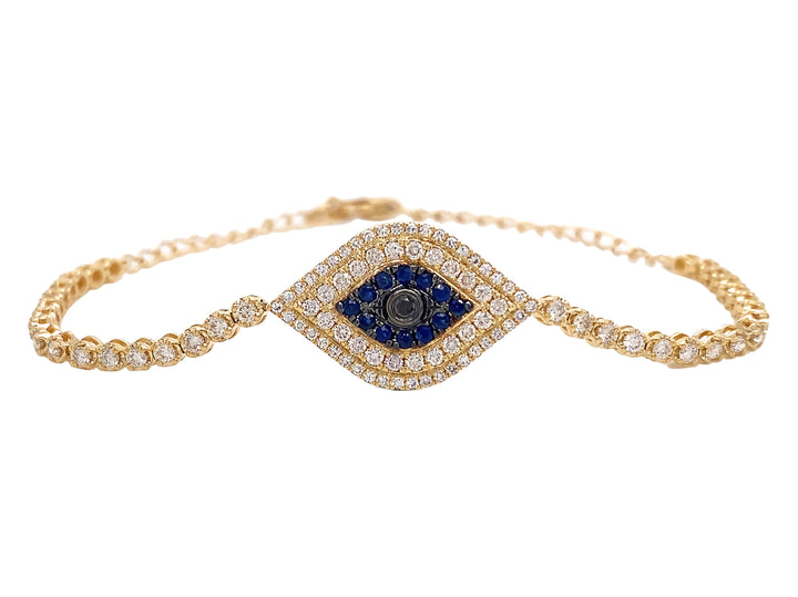 14kt Yellow Gold Diamond and Sapphire Bracelet