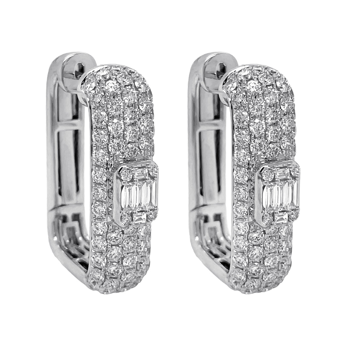 18kt White Gold Diamond Hoops