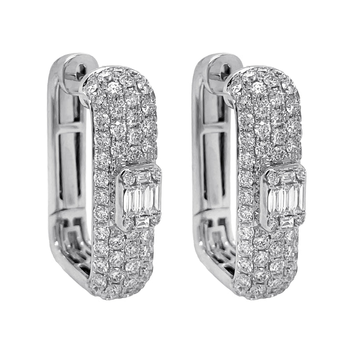 18kt White Gold Diamond Hoops