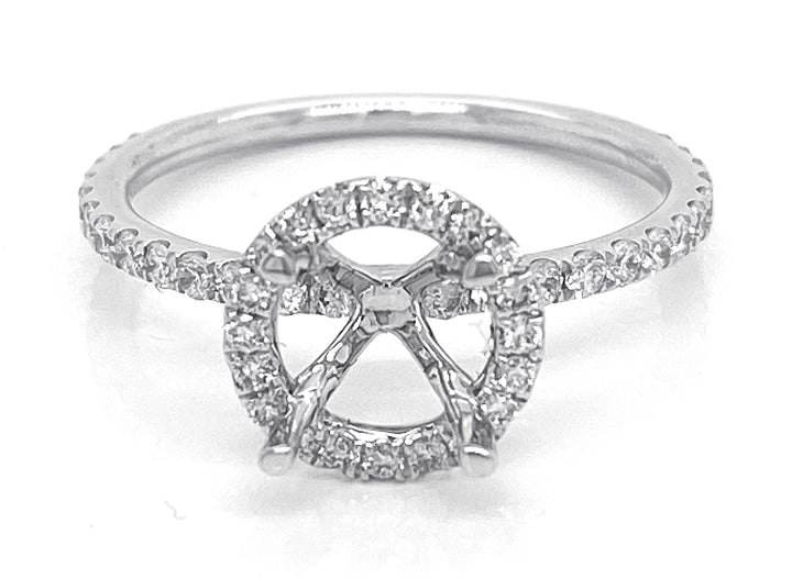 18kt White Gold Diamond Halo Semi Mount