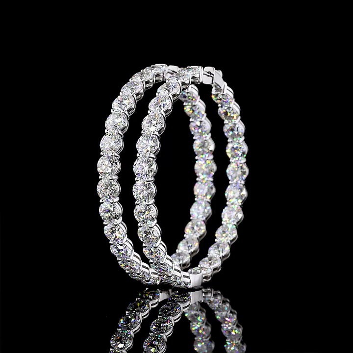 14kt White Gold Lab Diamond Hoops