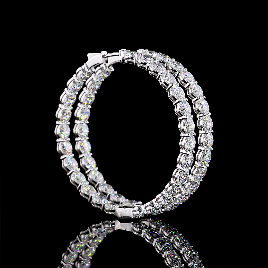 14kt White Gold Lab Diamond Hoops