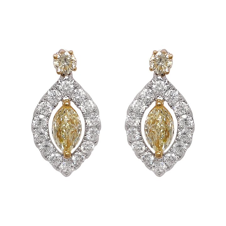 18kt White Gold Diamond Dangling Earrings