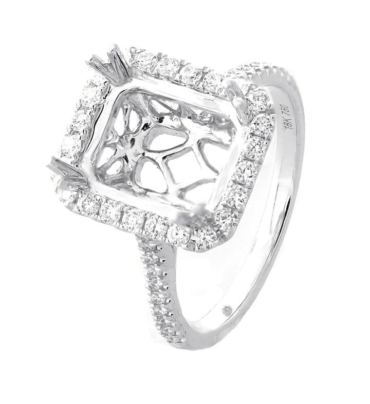 18kt White Gold Diamond Halo Semi Mount