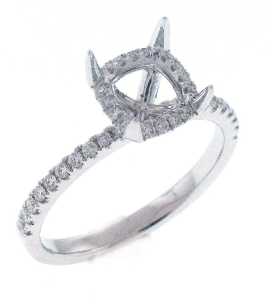 18kt White Gold Diamond Halo Semi Mount