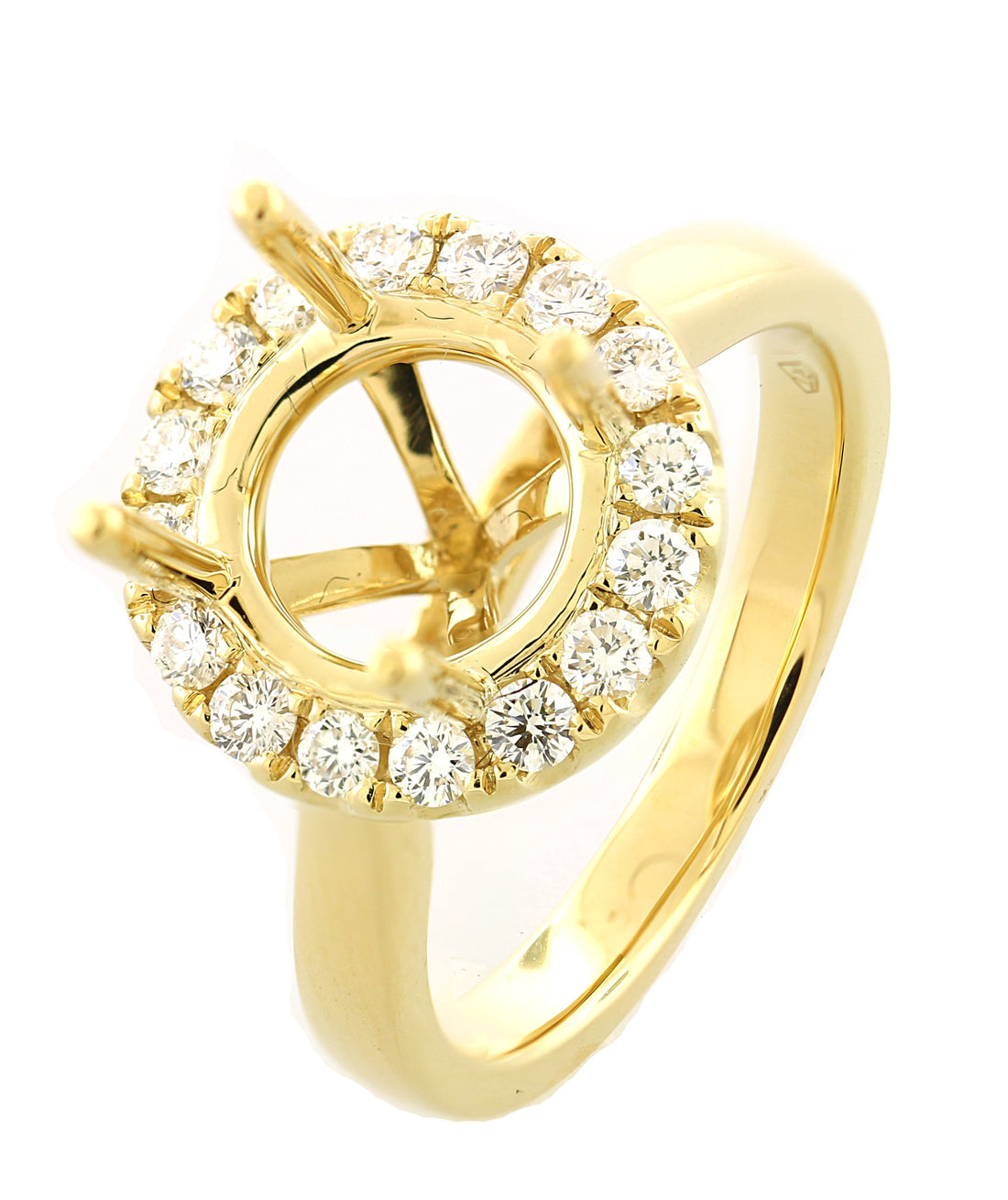 18kt Yellow Gold Diamond Halo Semi Mount