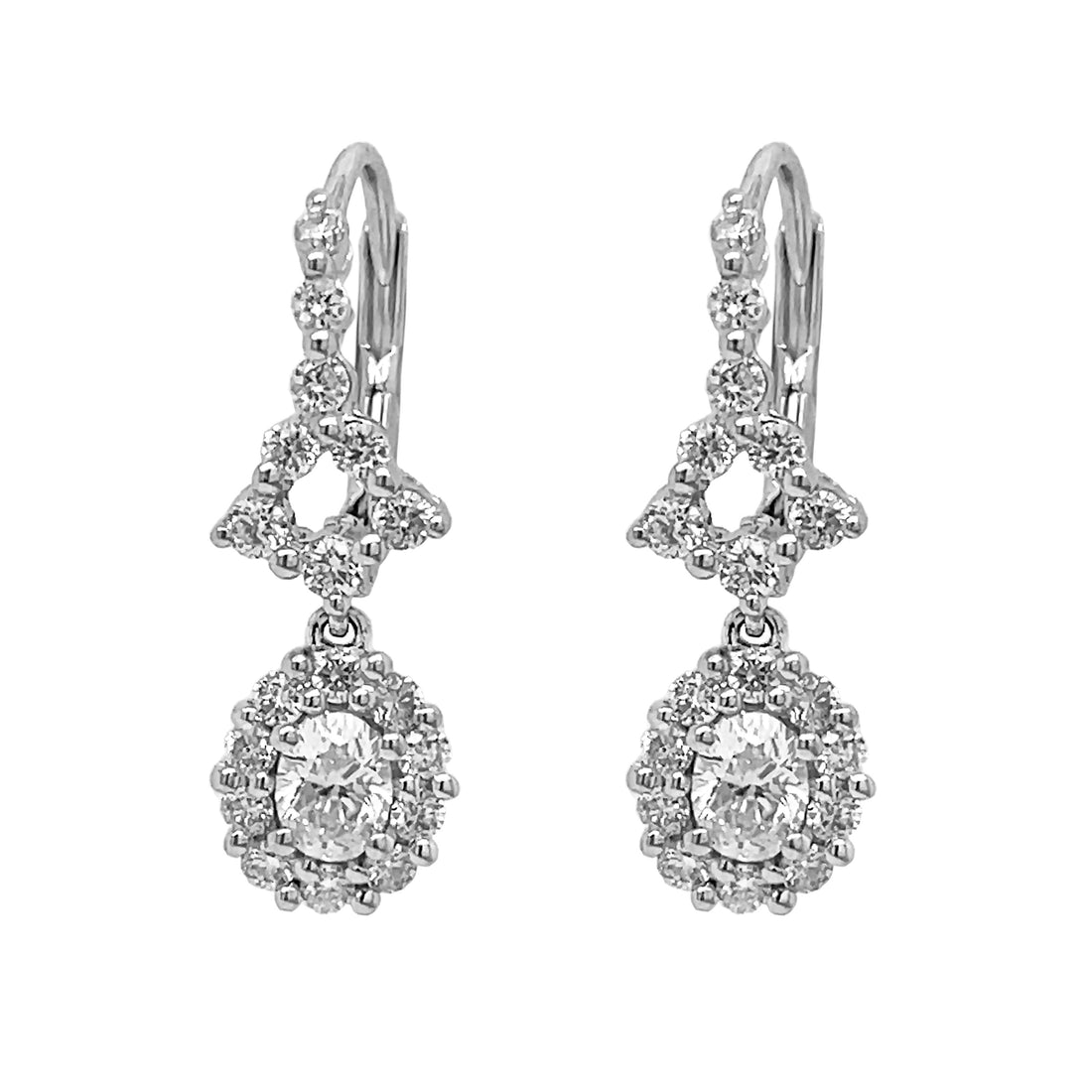 18kt White Gold Diamond Dangling Earrings