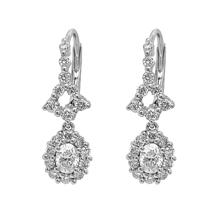 18kt White Gold Diamond Dangling Earrings