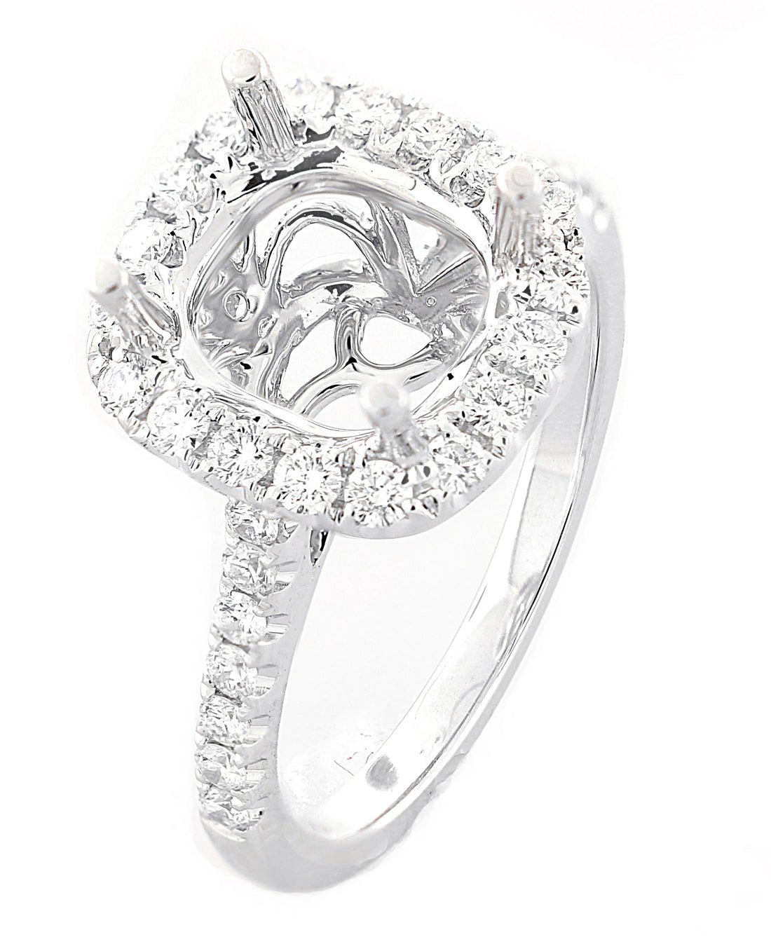 18kt White Gold Diamond Halo Semi Mount