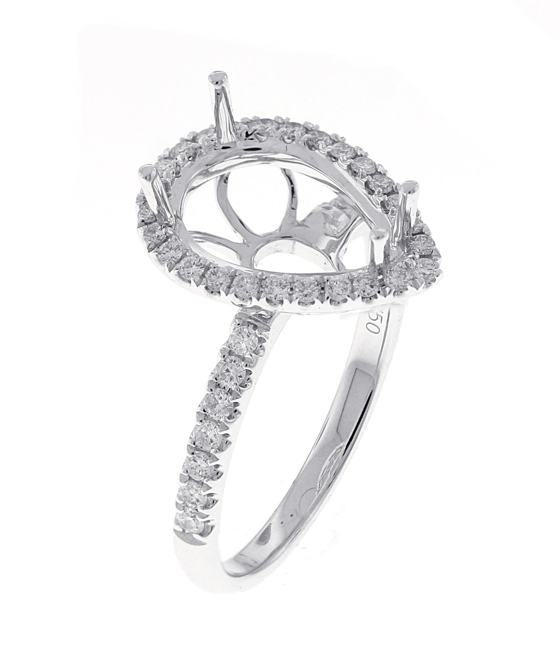 18kt White Gold Diamond Halo Semi Mount