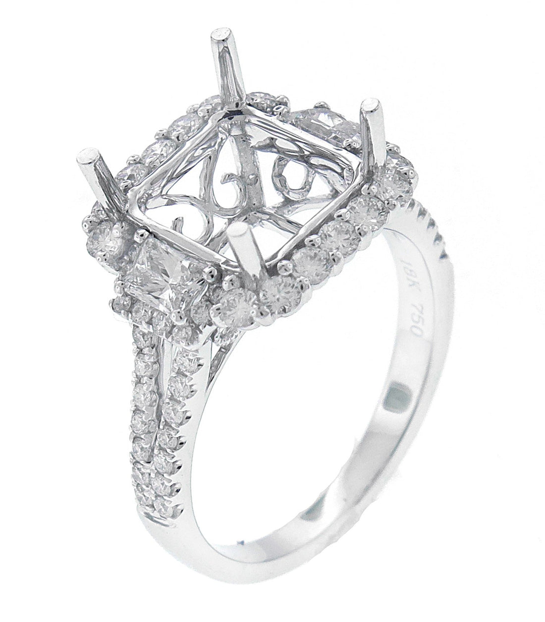 18kt White Gold Diamond Semi Mount