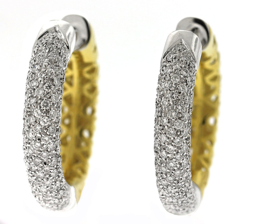 18kt Yellow Gold Diamond Hoops