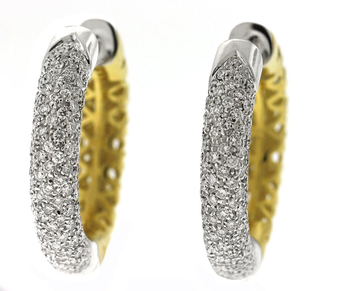 18kt Yellow Gold Diamond Hoops