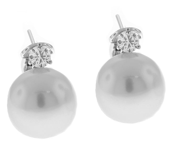 18kt White Gold Diamond and Pearl Earrings