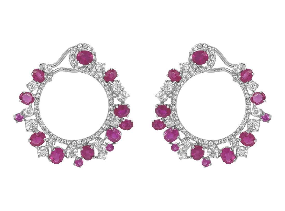 18kt White Gold Diamond and Ruby Earrings