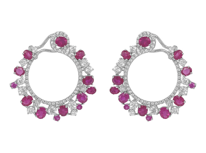 18kt White Gold Diamond and Ruby Earrings
