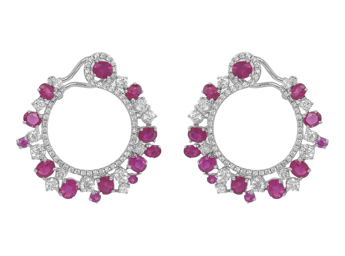 18kt White Gold Diamond and Ruby Earrings