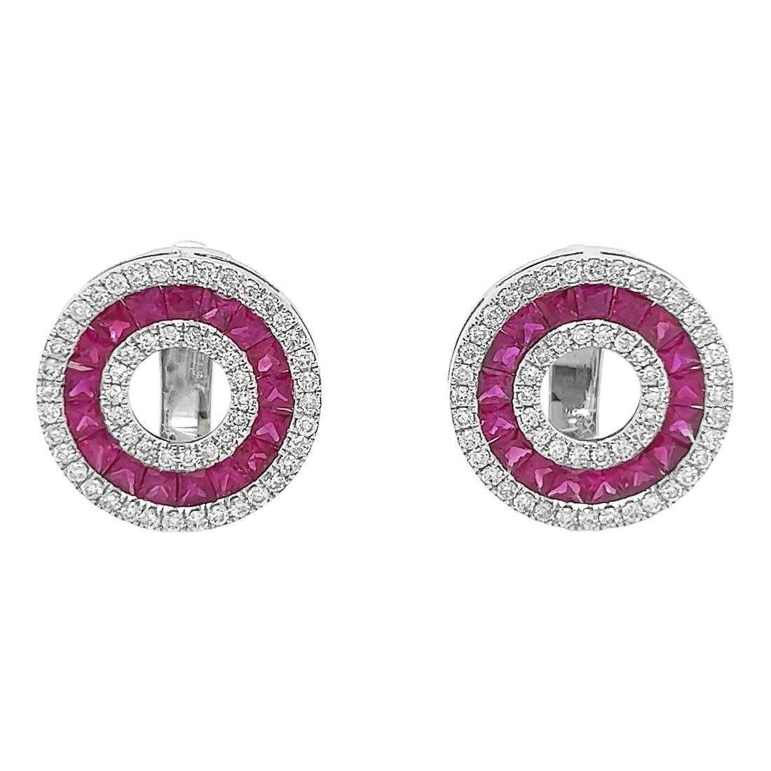 18kt White Gold Diamond And Ruby Earrings