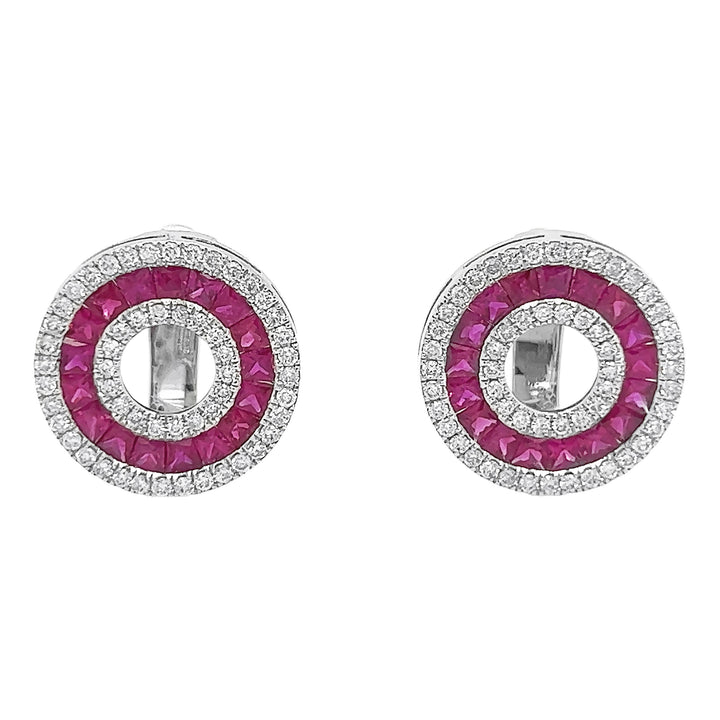 18kt White Gold Diamond And Ruby Earrings