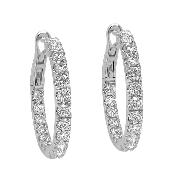 18Kt White Gold Diamond Hoops