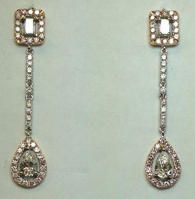 18kt Rose Gold and White Gold Pink Diamond Earrings