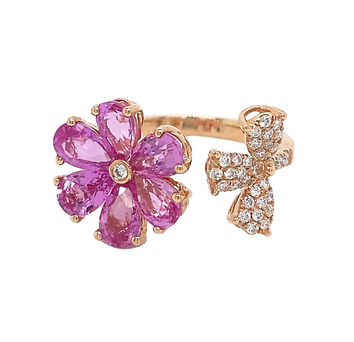 18kt Rose Gold Diamond And Sapphire Ring