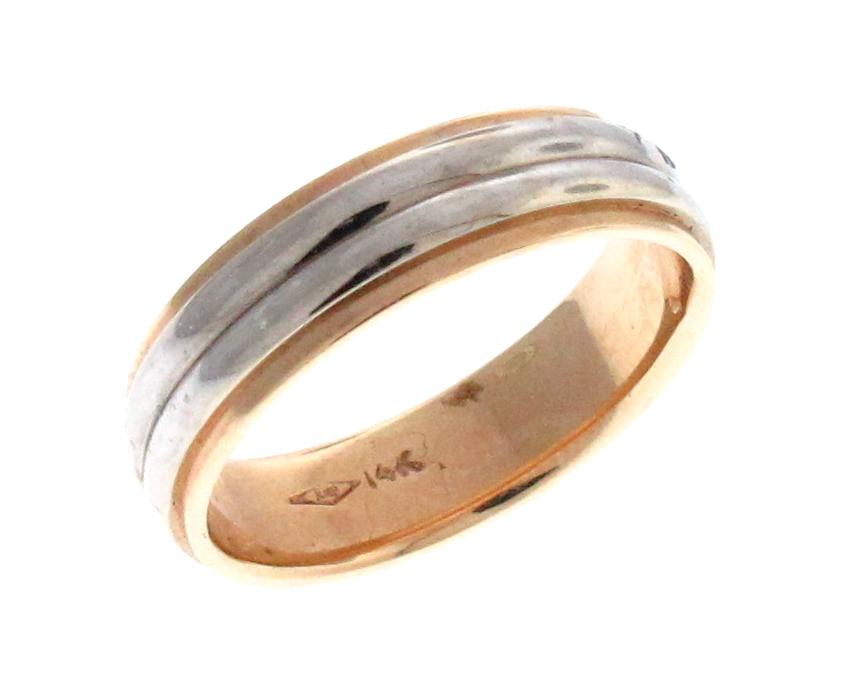 14kt White And Yellow Gold Men's Wedding Band