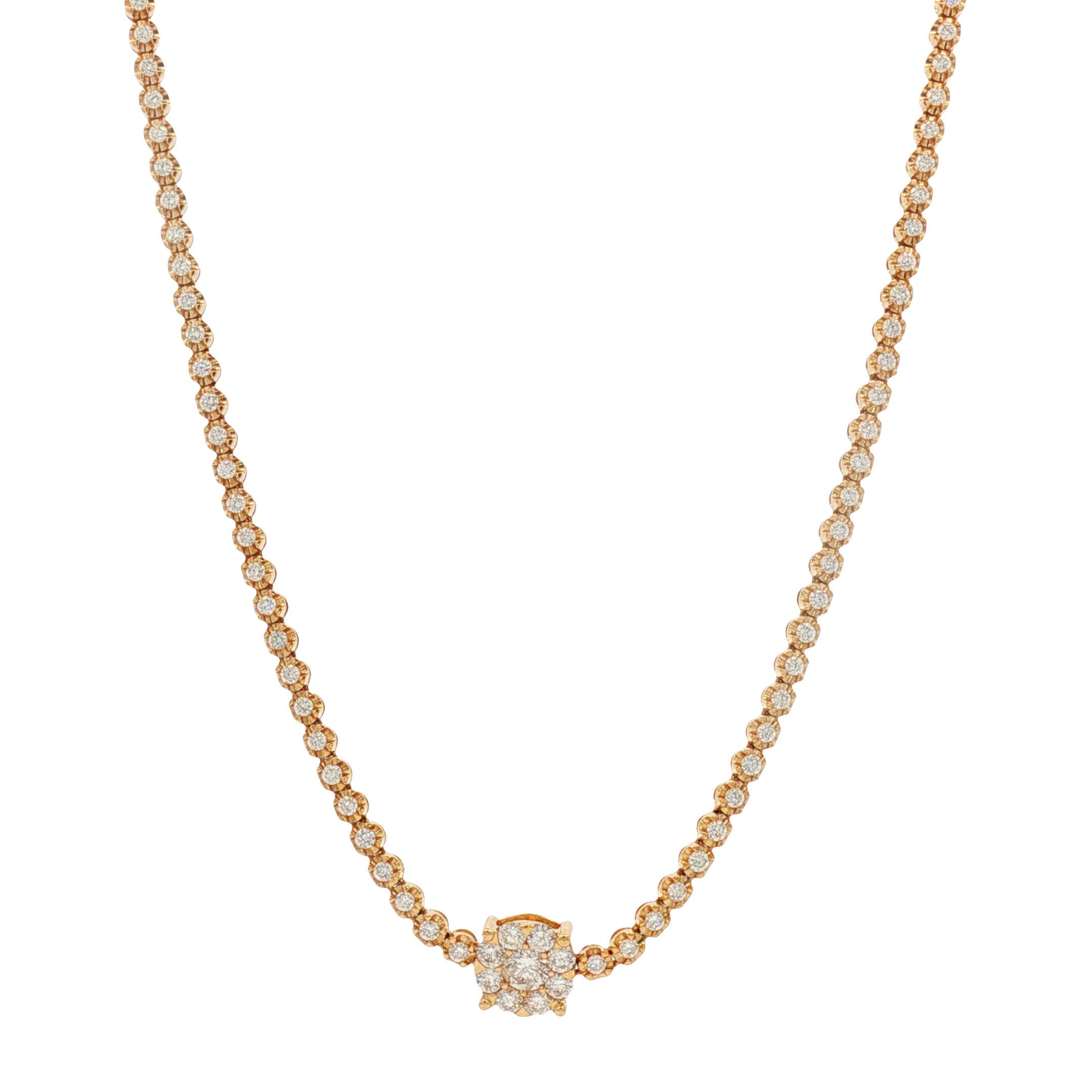 18kt Yellow Gold Diamond Tennis Necklace
