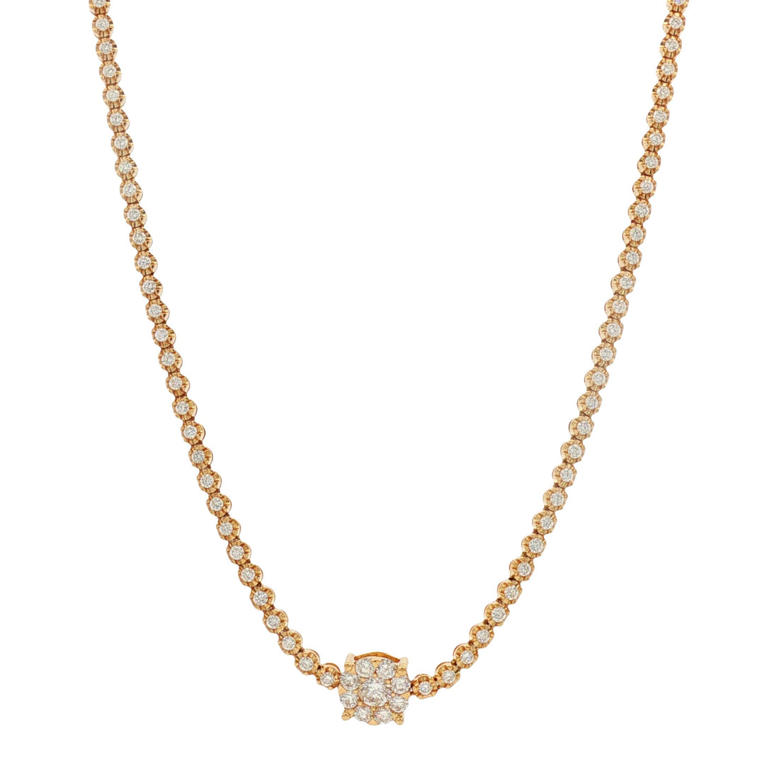 18kt Yellow Gold Diamond Tennis Necklace