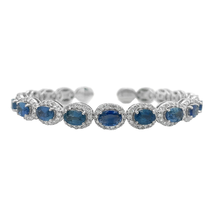 18kt White Gold Diamond and Blue Sapphire Bangle.