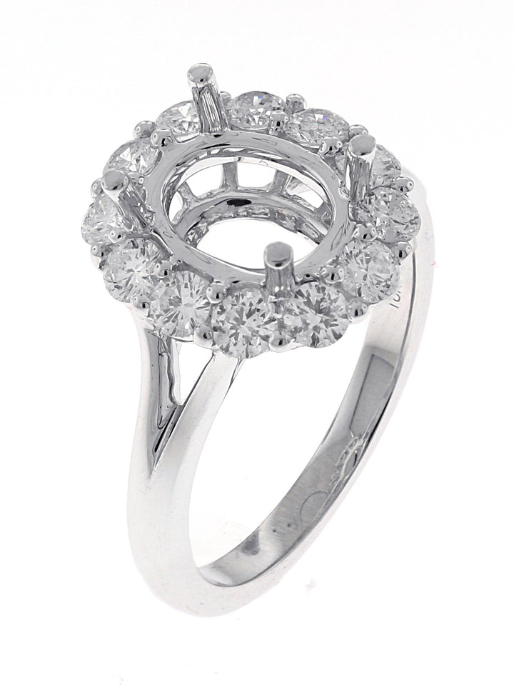 18kt White Gold Diamond Halo Semi Mount