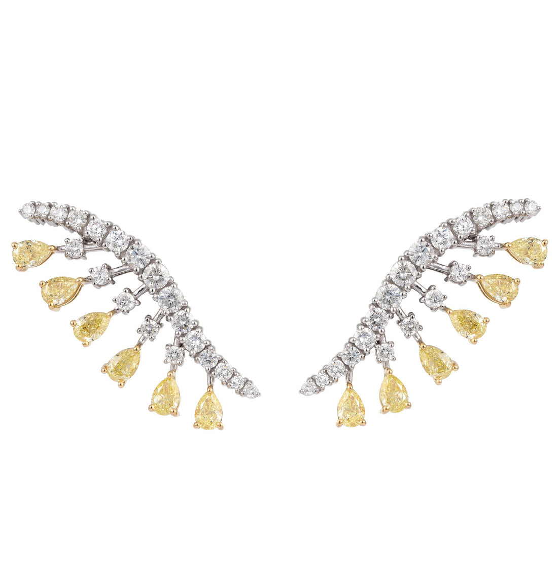 18kt White Gold Yellow Diamond Earring