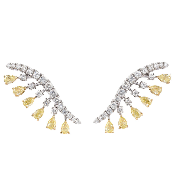 18kt White Gold Yellow Diamond Earring