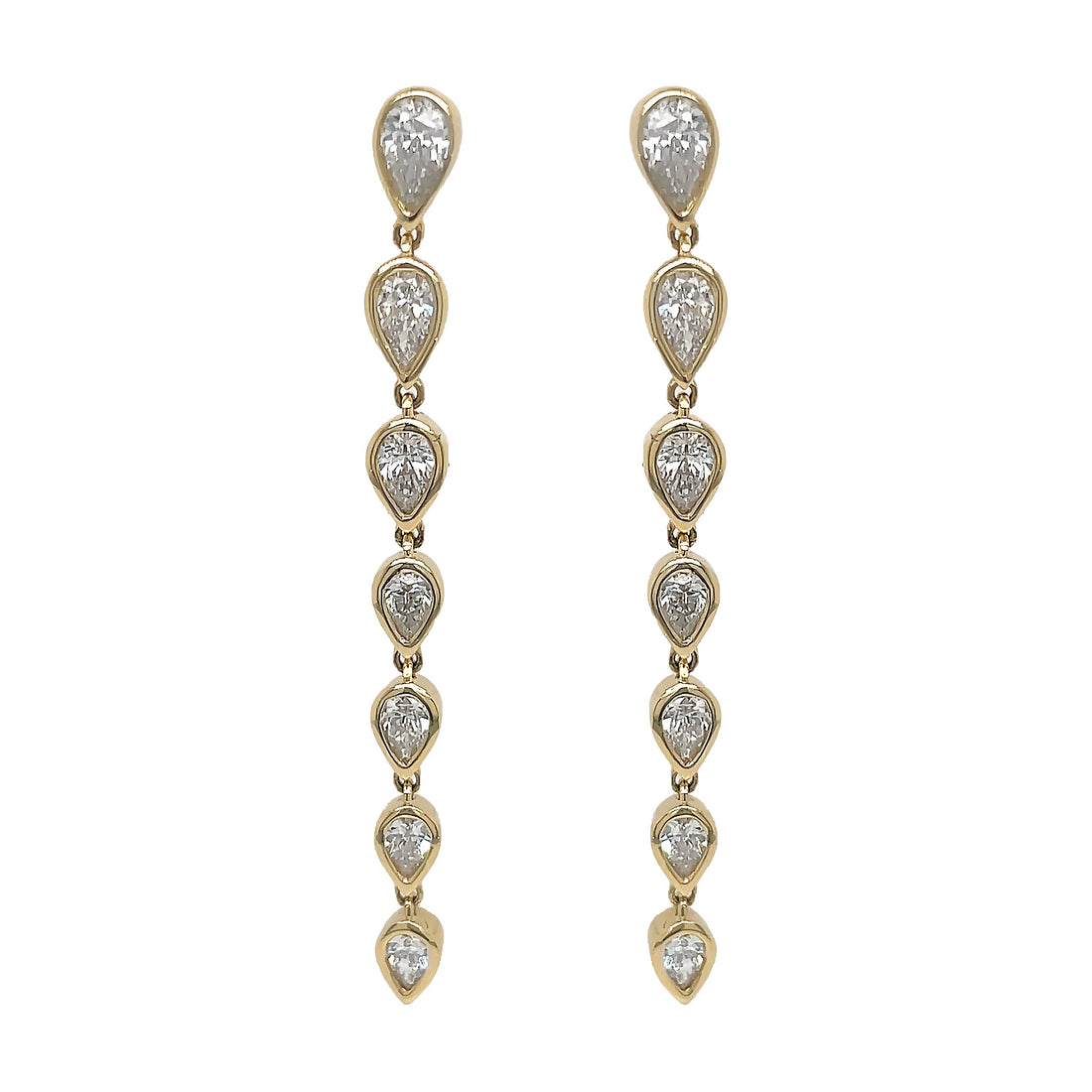 18kt Yellow Gold Diamond Dangling Earrings