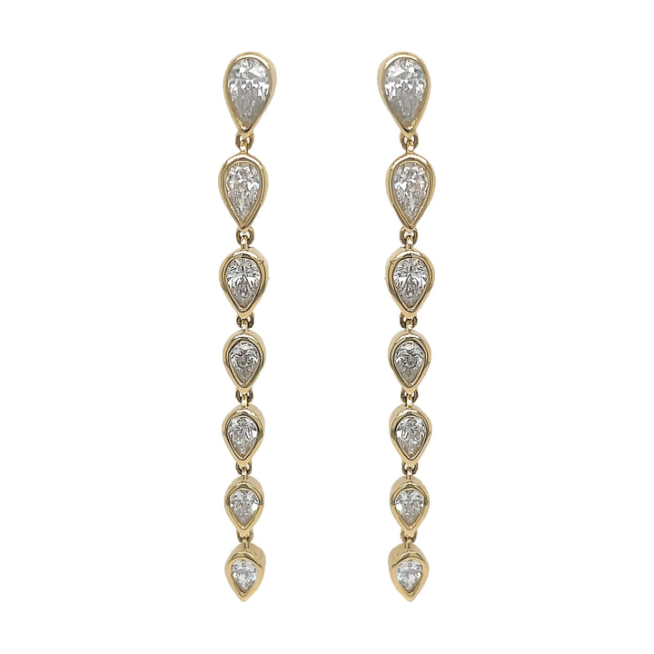 18kt Yellow Gold Diamond Dangling Earrings
