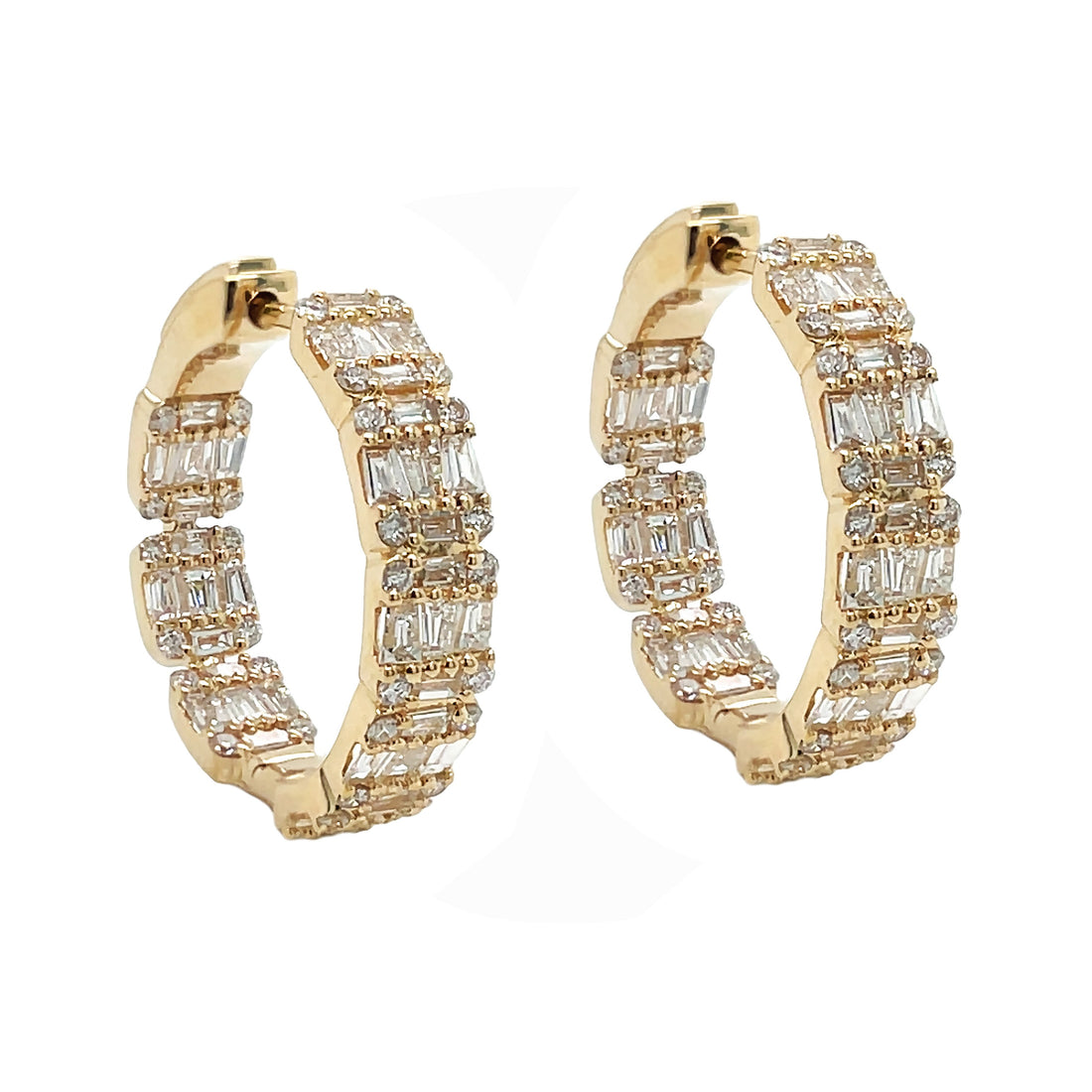 18kt Yellow Gold Diamond Inside-out Hoops